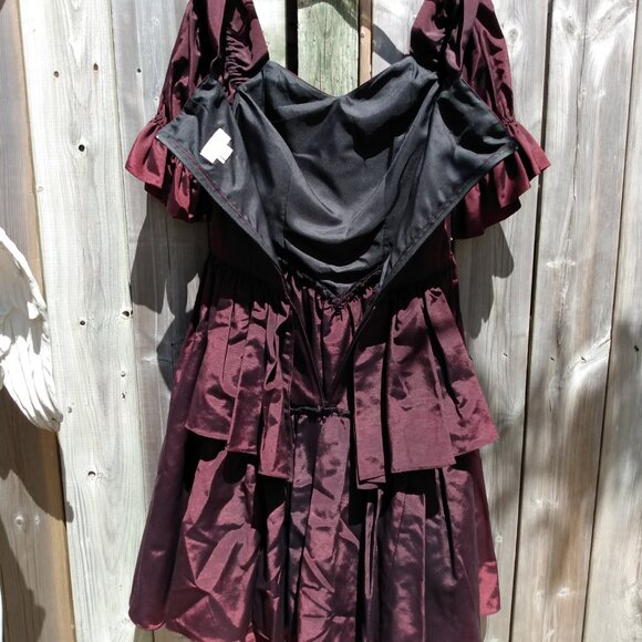 Vintage Taffeta Dress Burgundy VICTORIANA Gown 33" Bust 28" Waist Formal 80s 90s - Picture 9 of 10